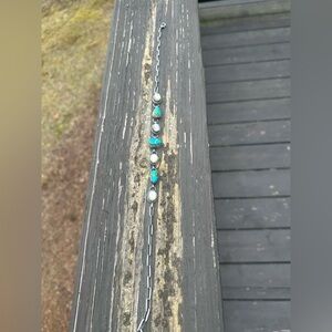 Navajo Amos Jake Mother of Pearl & Sonoran Turquoise SS Choker Necklace